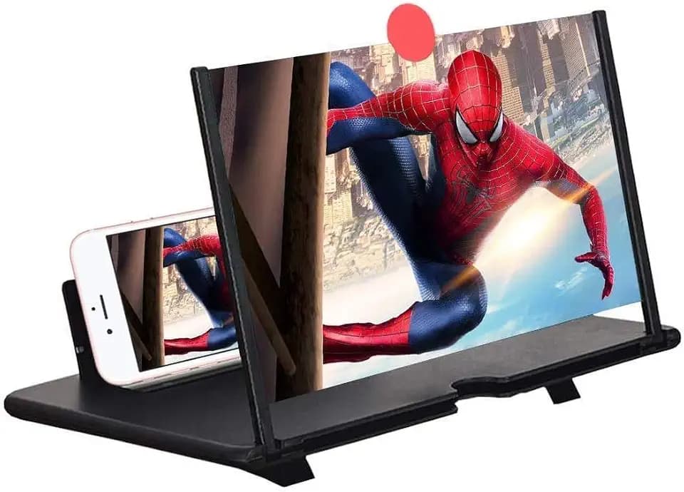 LAC 14'' Screen Magnifier for Cell Phone, Mobile Phone Magnifying Projector Screen Enlarger for Movies and Gaming, Foldable Stand with 3D HD Amplifier