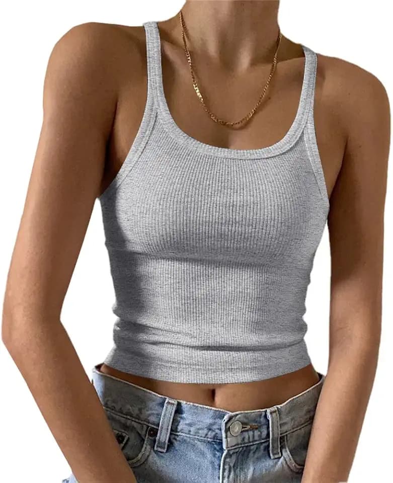 Artfish Women's Sleeveless Tank Top Form Fitting Scoop Neck Ribbed Knit Basic Cami Shirts
