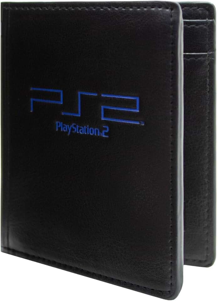 PS2 Unterhaltungskonsole Greatness Awaits! Geldbörse/Geldbeutel Bi-Fold Münzfach & Kartenhalter, Schwarz