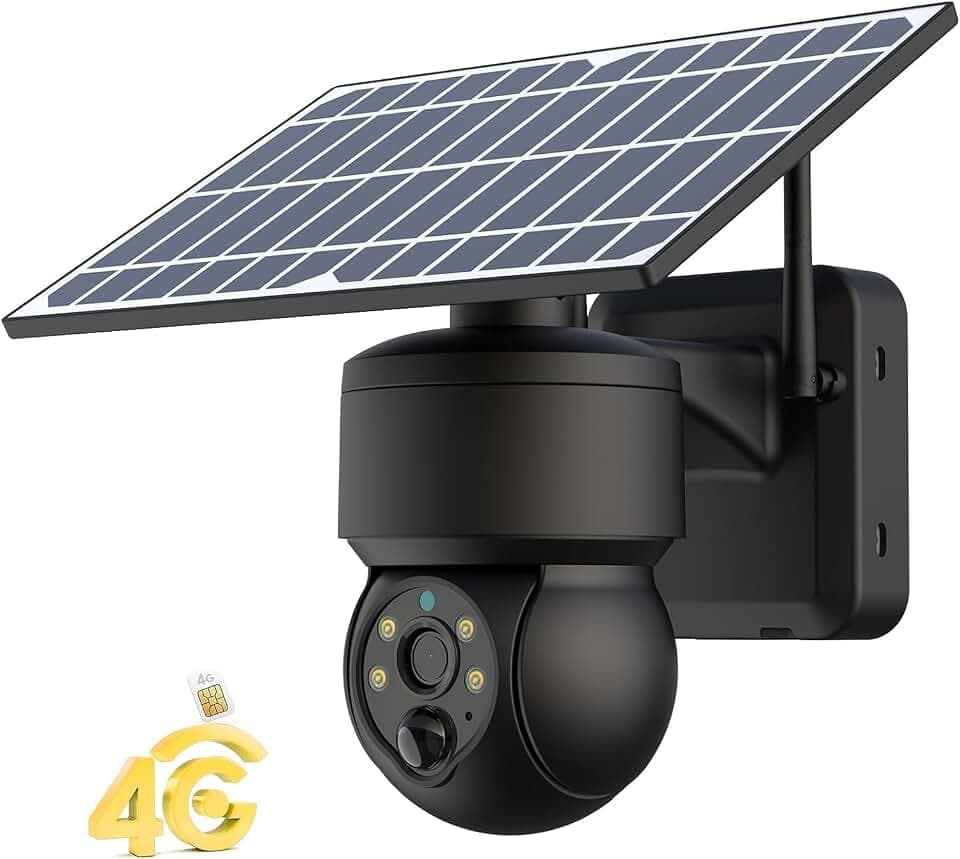 4G LTE überwachungskamera mit SIM Karte,2K überwachungskamera ohne WLAN,PTZ Solarbetriebene Sicherheitskamera mit Farb-Nachtsicht,PIR-Bewegungssensor,Zwei-Wege-Anrufe
