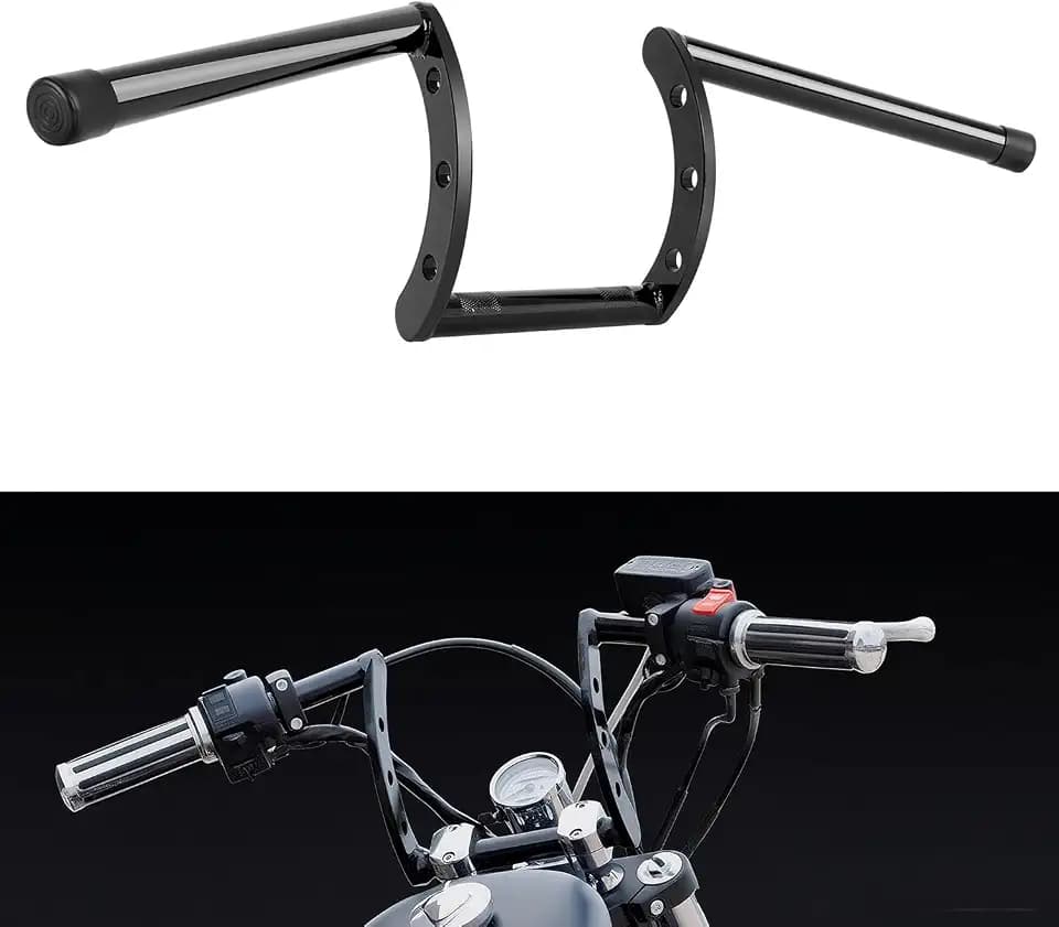 DREAMIZER 1 inch Motorcycle Handlebars Z Bars 25mm Motorcycle Handle Bars For Custom Bobber Chopper Cruisers Softail Dyna Sportster - Black