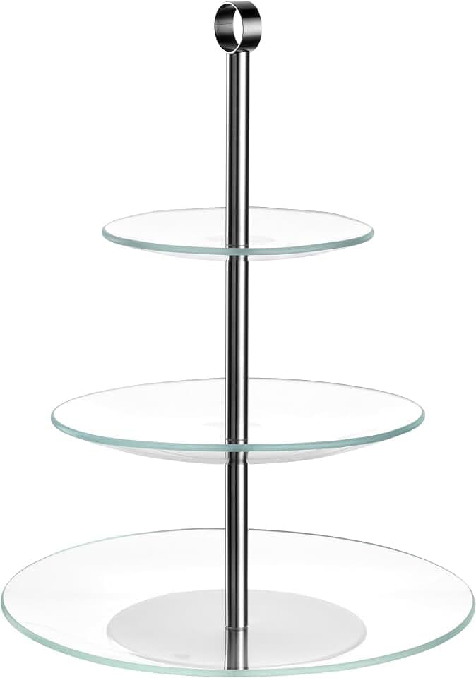 LEONARDO HOME CENA Etagere • 1 Stück • Moderne Glasetagere • für Kuchen und Häppchen • elegante Etagere • für Brunch und Buffet • Zeitloses Design • für jede Gelegenheit • Höhe 36 cm • silber • 025363