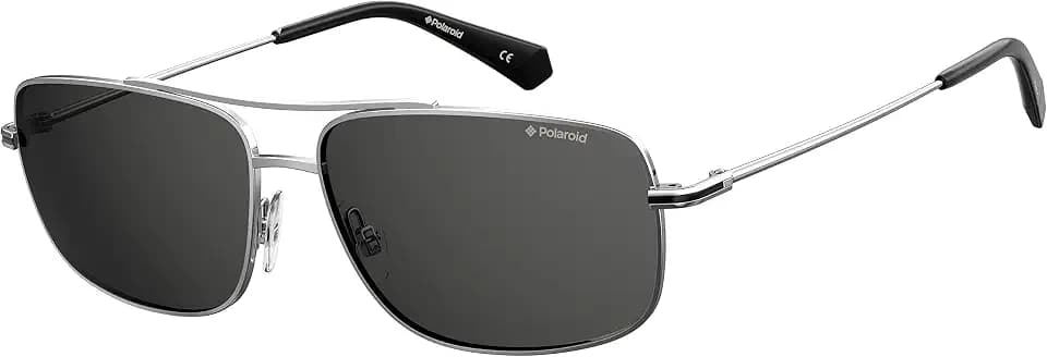 Polaroid Men's PLD 6107/S/X Rectangular, Palladium Sunglasses