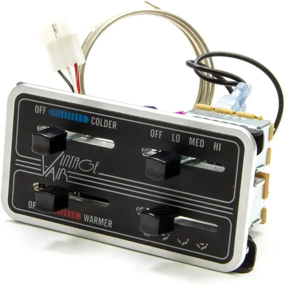 Vintage Air Climate Control Panel, Gen II Base Model, 4 Lever, Horizontal, 4.63 x 2.44 in Rectangle, In Dash, Aluminum, Black Paint, Each