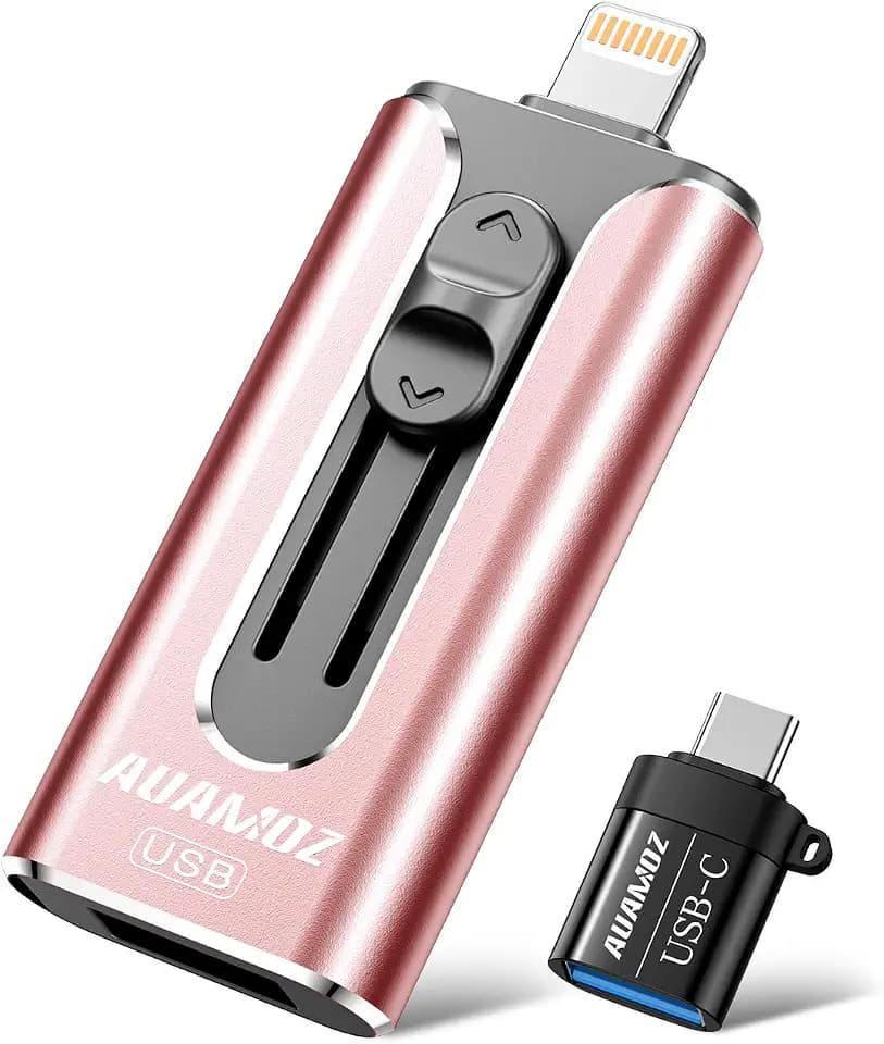 512GB Flash Drive for iPhone Photo Stick USB Memory Stick, Portable Thumb Drive for Photo Video Storage and Transfer, Compatible with iPhone, iPad, Android, PC (Pink)