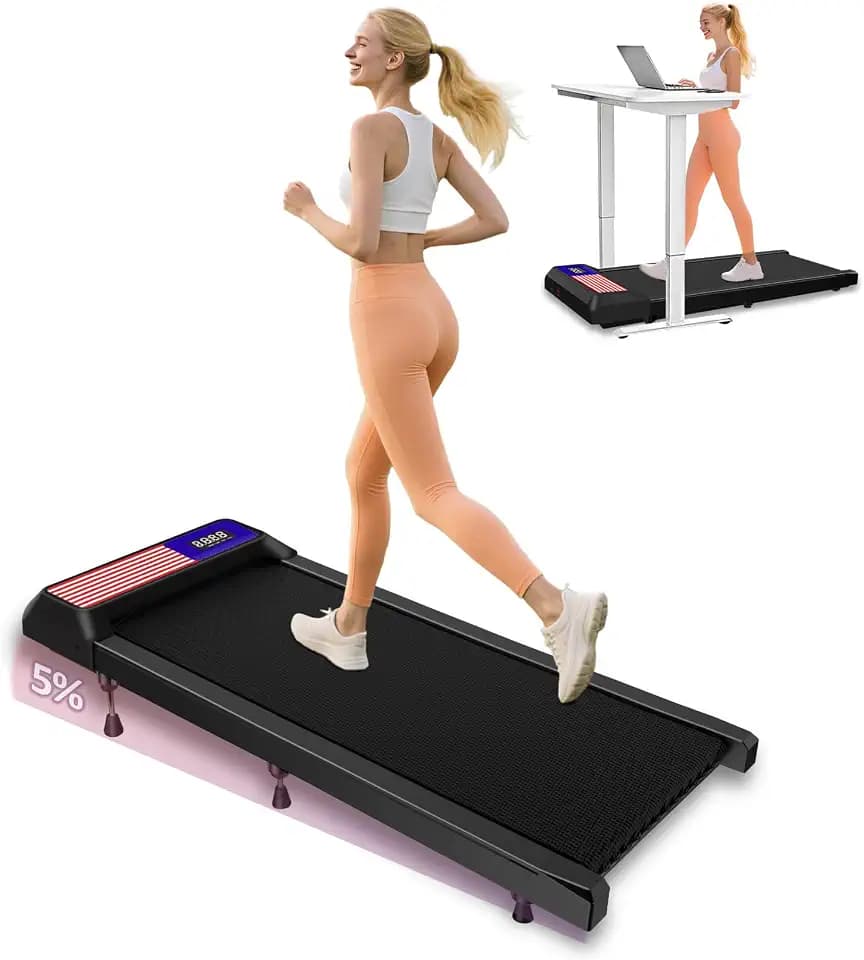 Under Desk Treadmill,Walking Pad with 5% Incline，Treadmills for Home & Office, 2.5HP Portable Treadmill with Remote Control and LED Display