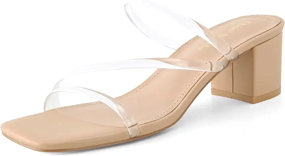 Shoe'N Tale Strappy Heels Women's Chunky Block Heel Mules
