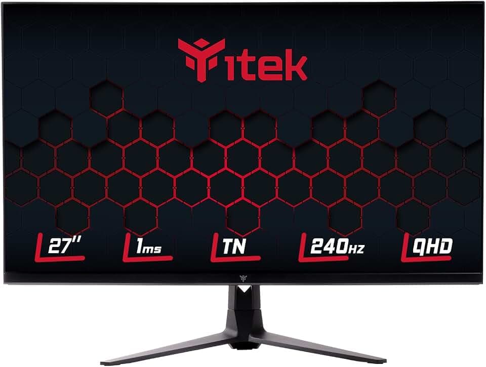 iTek GGF - 27" Flat Monitor WQHD 2560x1440 TN, 240Hz, 16:9, 1ms OD(MPRT 0.4ms), 2xHDMI, DP, USB, Speaker, HDR, G-Sync, FreeSync, Schwarz, ITMF27T241QHD