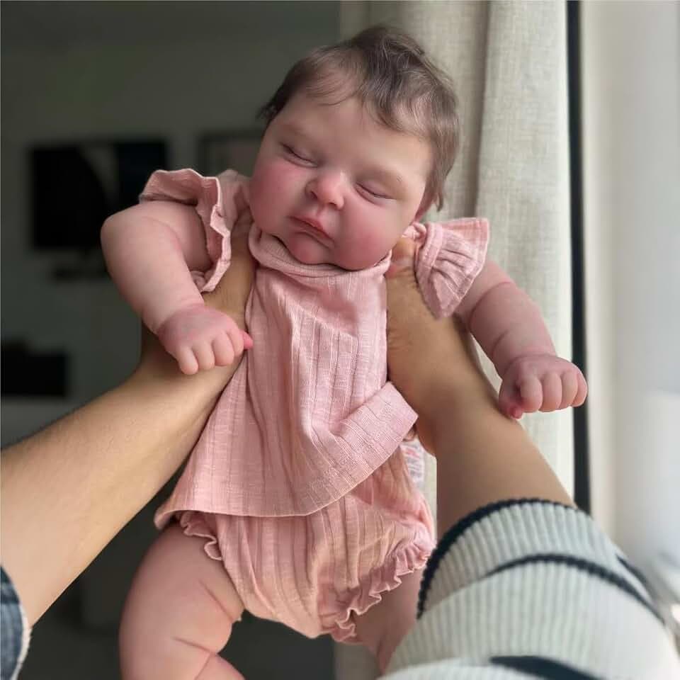 iCradle Lovely Real Look Reborn Baby Doll Girl 20inch 50cm Vinyl Silicone Cloth Body Doll Realistic Newborn Doll Gift Toy for Ages 3+ (Pink Outfit)