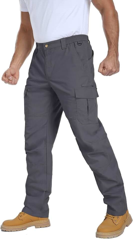 HDL Men's Work Cargo Pants Hiking Tactical Pants Ripstop 7 Smart Pockets