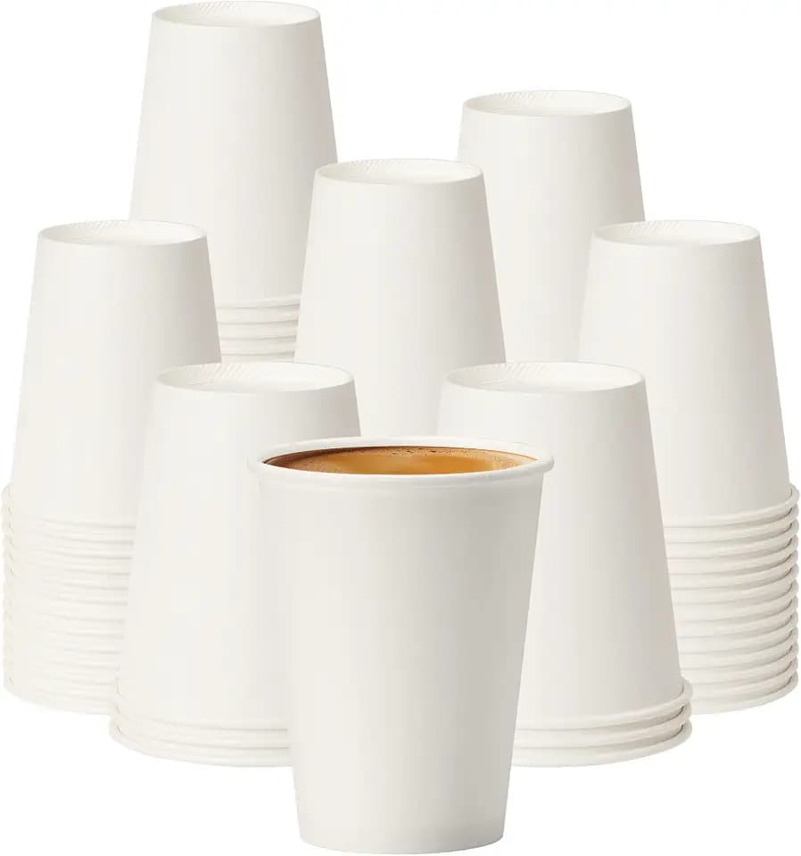 Coffee Cups 12 oz 300 Pack, 12 oz Paper Cups, Hot Beverage Drinking Cups, White Paper Hot Disposable Coffee Cups, Suitable for Party, Picnic, Travel, and Events