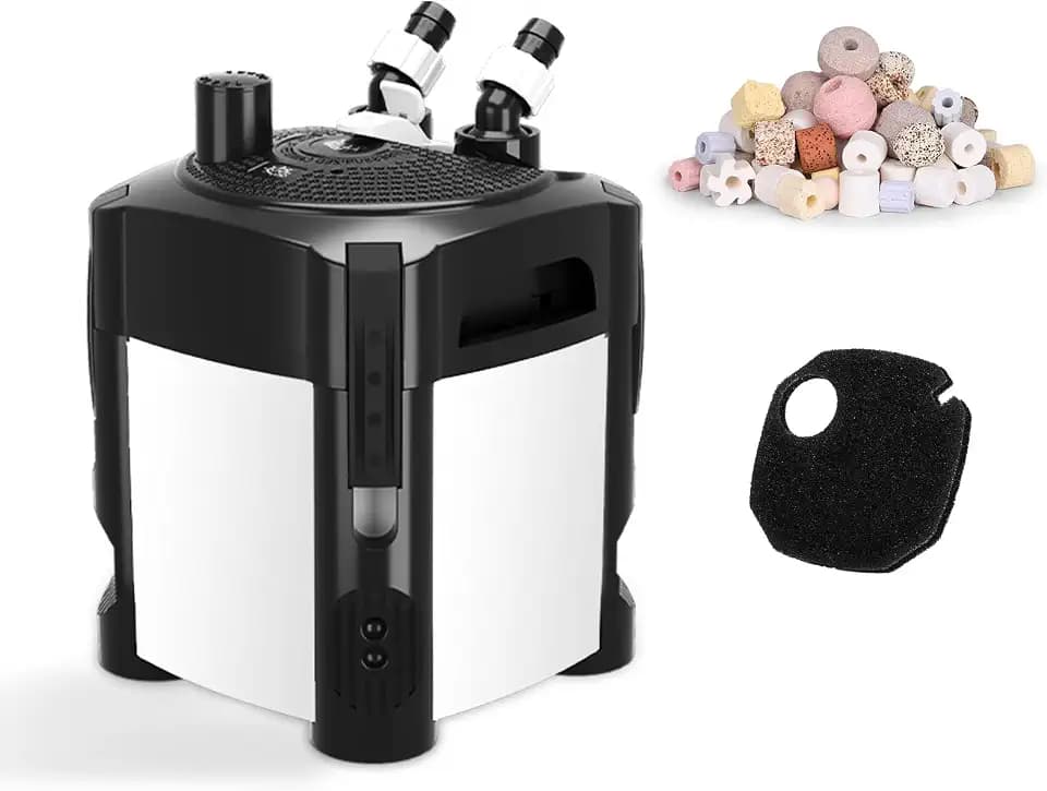 AQQA Aquarium Außenfilter, 1200L/h Einstellbarer Aquarium Filter mit 3-Stufige Filtration, 18W Leiser Außenfilter für Aquarien bis 250L