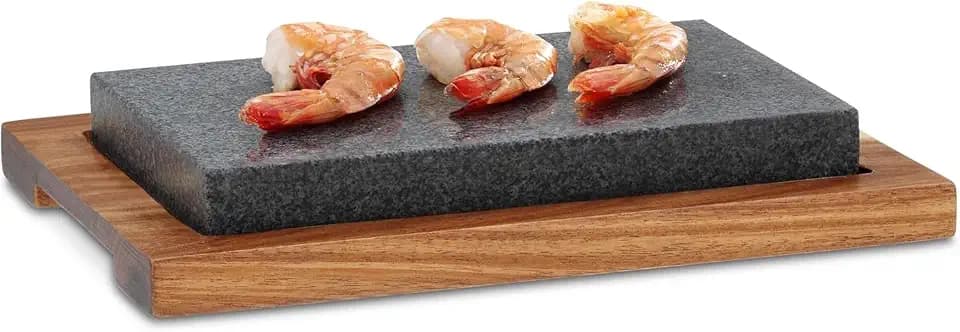kela Heißer Stein mit Servierplatte, 24 x 16 x 4,5 cm, Country, Steingrill | Genuss direkt am Tisch, Granitstein, Besonderes Hot-Stone-Erlebnis für 1–2 Personen