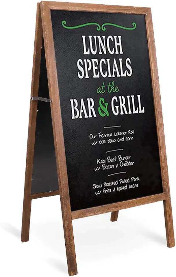 UNHO Aufsteller Kreidetafel Kundenstopper, magnetisch, 100×50 cm, Braun | Beidseitige Holz-Werbetafel, klappbar und freistehend, als Schreibtafel für Gastronomie, Restaurant, Café, Bar und Gehweg