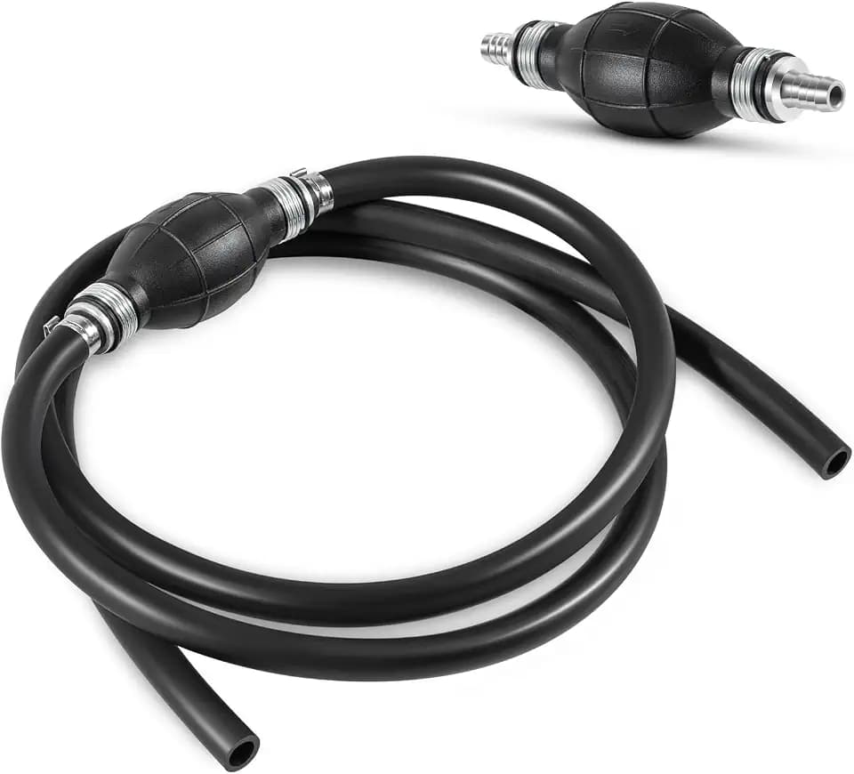 3/8" Fuel Line Assembly, 6FT Nylon Braided Marine Fuel Hose with Primer Bulb and Stainless Clamps, Universal Fuel Line Kit for Outboard Boat Motor, RV, Tractor, and More (3/8'')