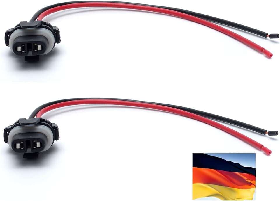 Flosser Wire Harness 880 H27 PGJ13 893 884 885 887 890 892 899 Female Pigtail Socket 9440 Headlight Fog Light Bulb Lamp Connector Replacement (Pack of 2) Made in Germany Black
