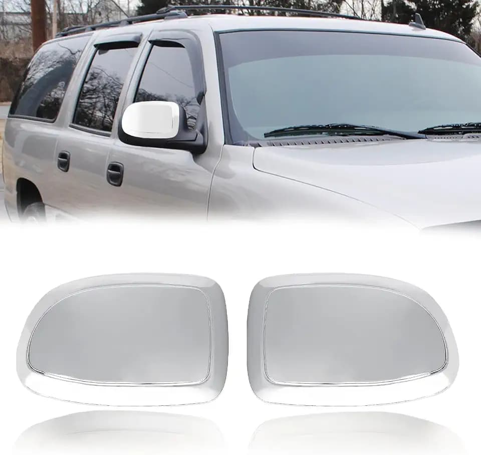 AUCERAMIC Chrome Mirror Cover Caps Fit 1999-2007 for Chevy Silverado