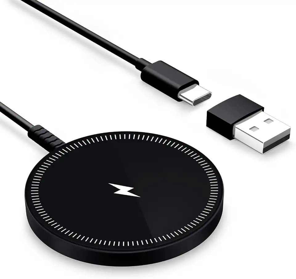 Magnetic Wireless Charger Fast Charge Strong Magnet Charging Pad for iPhone 17/16/15/14/13/12 - Series&AirPods Pro 4-2, Daul Ports, Case-Friendly, Ultra-Slim & Portable for Travel Nightstand Desk