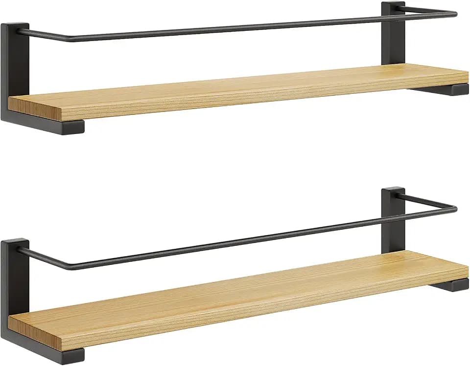 OROPY 2 Stück Gewürzregal Wand für Küche, Gewürzhalter Hängend holz, 40x9cm