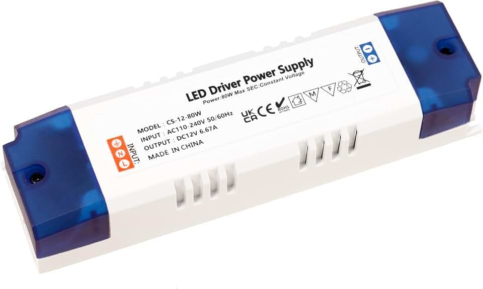 LED Trafo LED Transformator 1-80W 12V 6.7A Treiber Netzteil, Trafo 230V Auf 12V DC, keine Mindestbelastung, kein Flimmern, kein Rauschen für Überwachungskameras und LED-Leuchten,Lichtstreifen