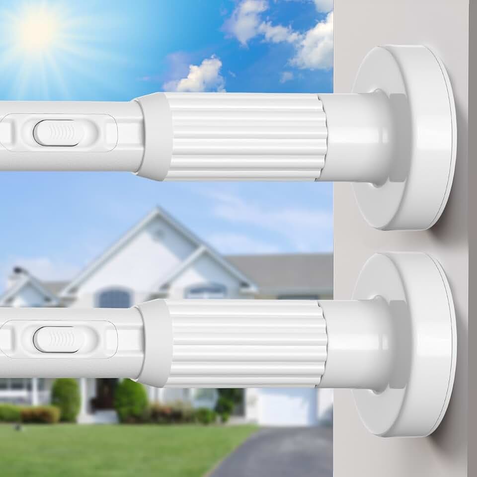 2Pcs Extra Long Tension Curtain Rod 41-146 Inch White One-Click Heavy Duty