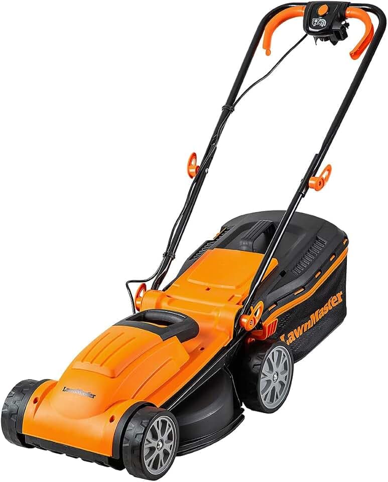 LawnMaster 1400W Elektro Rasenmäher, 34cm, 32L Fangkorb, bis 300m²