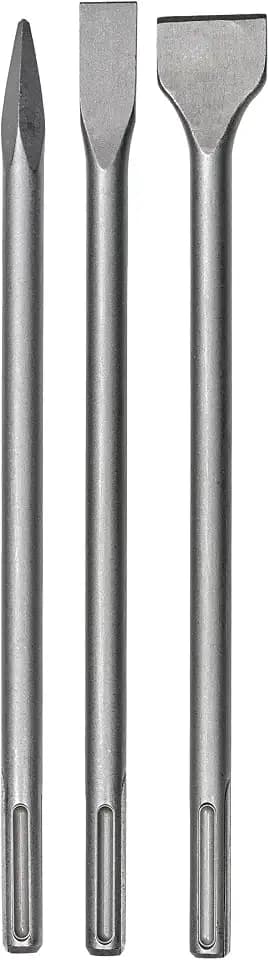 Original Einhell 3-tlg. Meißel-Set (Abbruchhammer-Zubehör, aus Stahl, 400 mm lang, SDS-Max-Aufnahme, für div. Bohr- und Abbruchhämmer, inkl. 2x Flach- und 1x Spitzmeißel)
