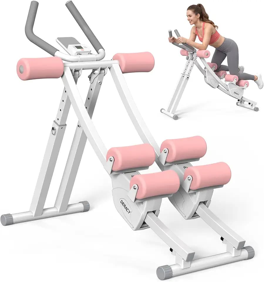 DERACY Dual Track Ab Workout Equipment, Adjustable Ab Trainer Machine, Full Body Workout Equipment for Home Gym, Foldable Waist Trainer Suitable for Beginners and Professionals