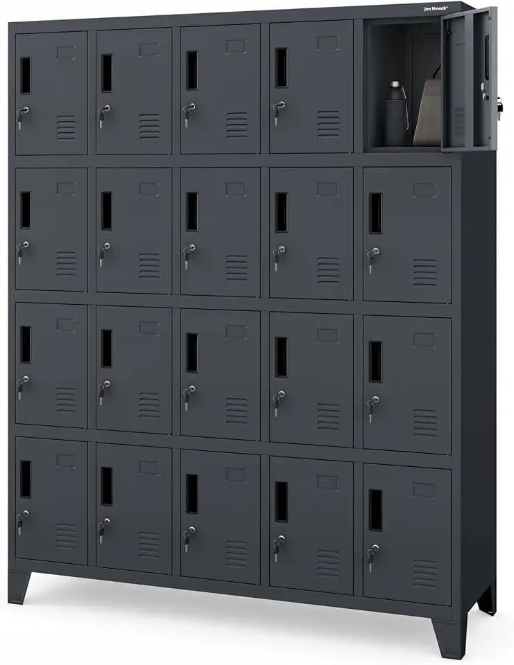 Jan Nowak Umkleideschrank Metall für 20 Nutzer, abschließbar, 172x136x45 cm