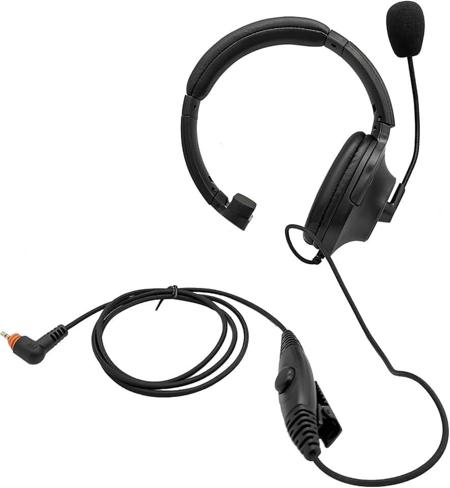 1 Pin Walkie Talkie Earmuff Headphone Boom Microphone