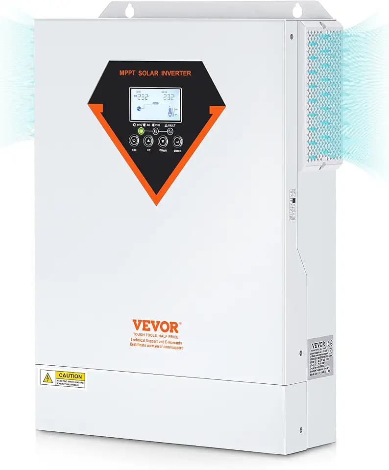 VEVOR 2-in-1-Hybrid-Solar-Wechselrichter 5500W Solar Inverter 11000VA Reiner Sinus MPPT LCD-Display 3 Lademodi (Solarladung, Netzladung, Hybridladung) & 4 Ausgangsmodi (UTL, SOL, SBU, SUB)