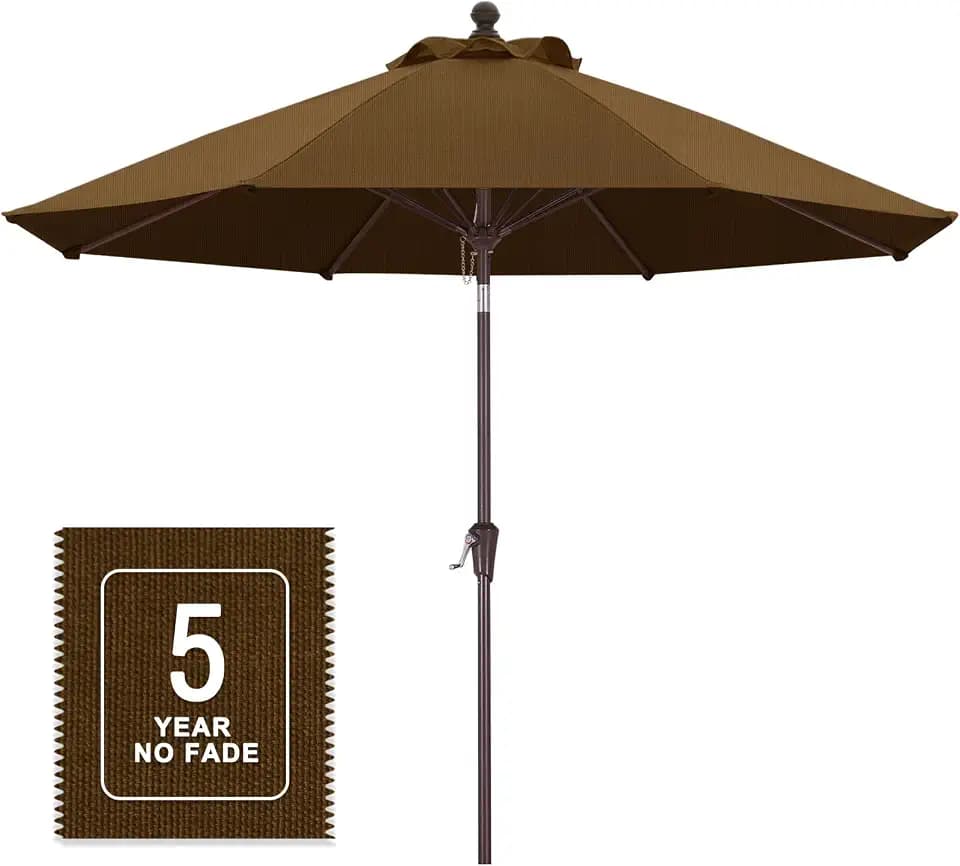 MASTERCANOPY 9ft Olefin 5-Year-Non-Fading Patio Umbrella Dark Brown
