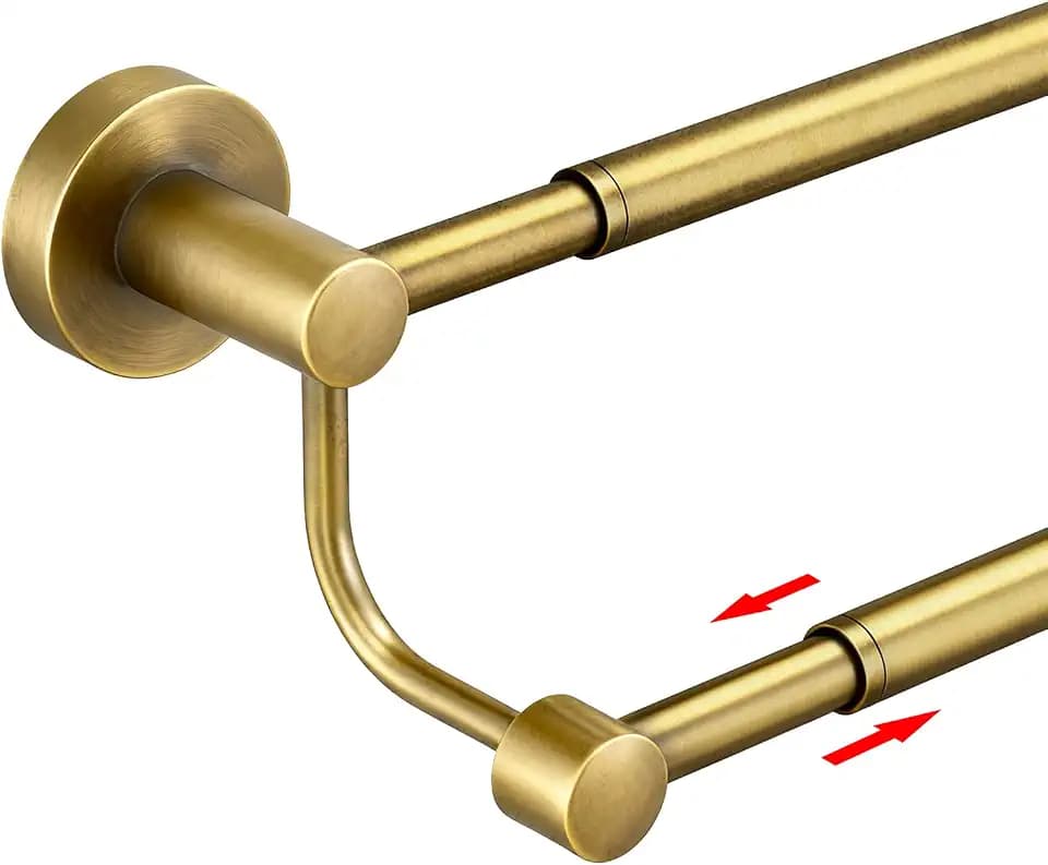 BESy Double Towel Bar Bathroom Towel Rack Towel Rod Holder Antique Brass