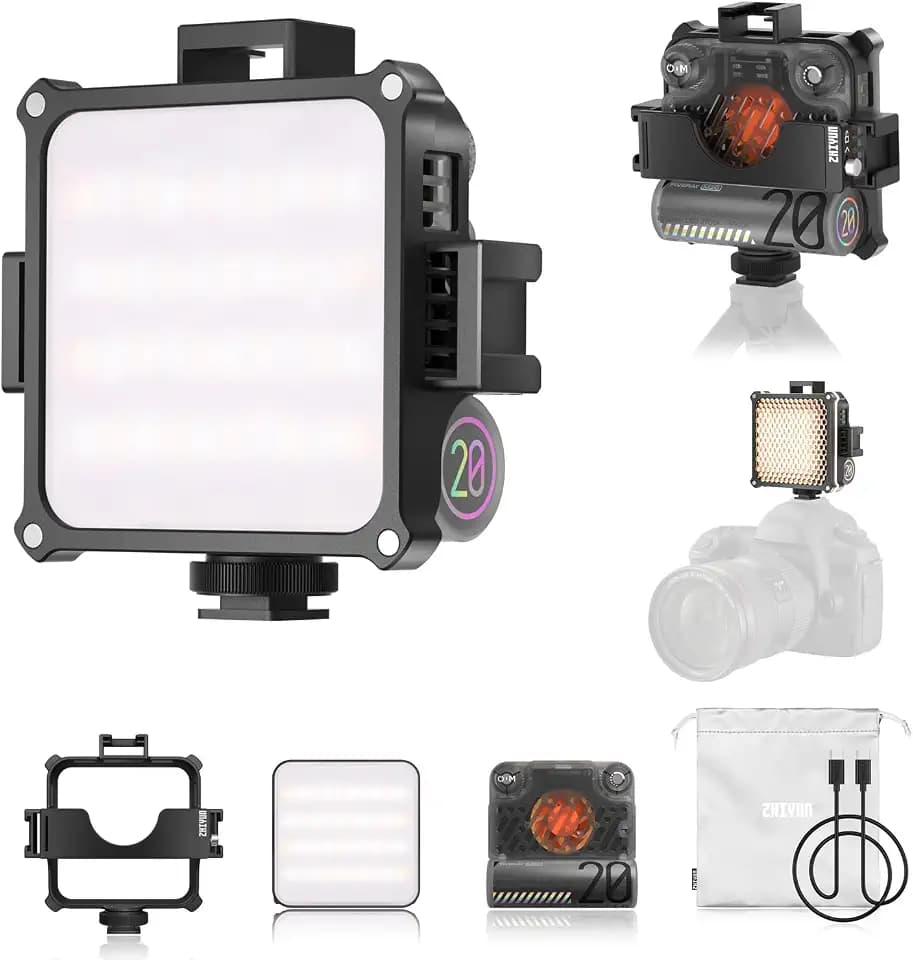 ZHIYUN Fiveray M20 [Official] Videolicht 20W, Bi-Color LED Streaming Licht, Magnetisch Tragbar Videoleuchte mit 2010 Lux/ 2700~6500K/ 4500mAh/ CRI 95+/ TLCI 97+, Ultraleise Video/Foto Licht