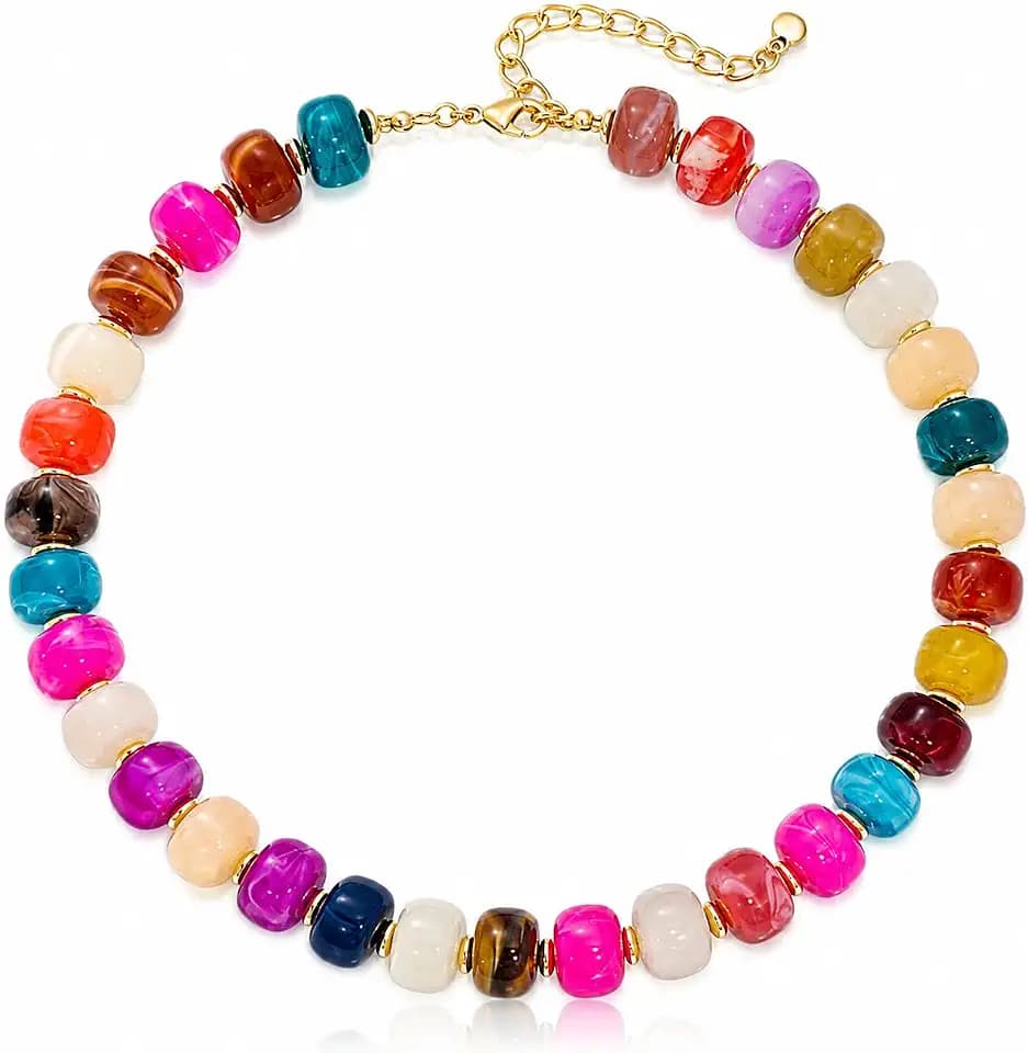Chunky Beaded Necklace for Women - Adjustable Statement Jewelry