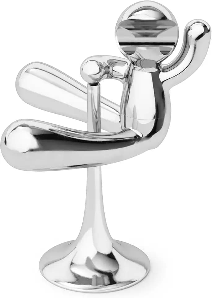 Umbra Rodeo Buddy Flaschenöffner mit Ständer – origineller Kapselheber in Buddy-Design, balancierender Flaschenöffner aus Metall, Chrom