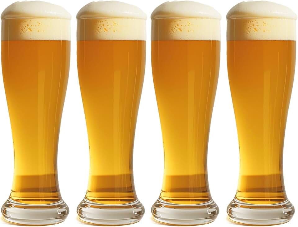 Pilsner Beer Glasses,19oz Bar Glassware,Glasses Drinking Set,Pint Glasses Set of 4, Classics Craft Beer Cups, Mugs and Beer Glasses for Home Kitchen Entertainment