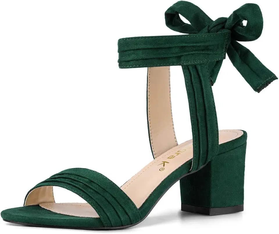 Allegra K Damen-Sandalen mit offenem Zehenbereich, Knöchelriemen, Blockabsatz