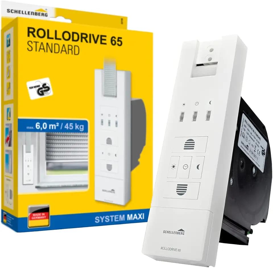Schellenberg 22726 Elektrischer Gurtwickler Unterputz RolloDrive 65 Standard, Rolladenantrieb bis 6 m² Fläche, für 23 mm Rolladen-Gurt, Zugkraft max. 45 kg, Komplettset