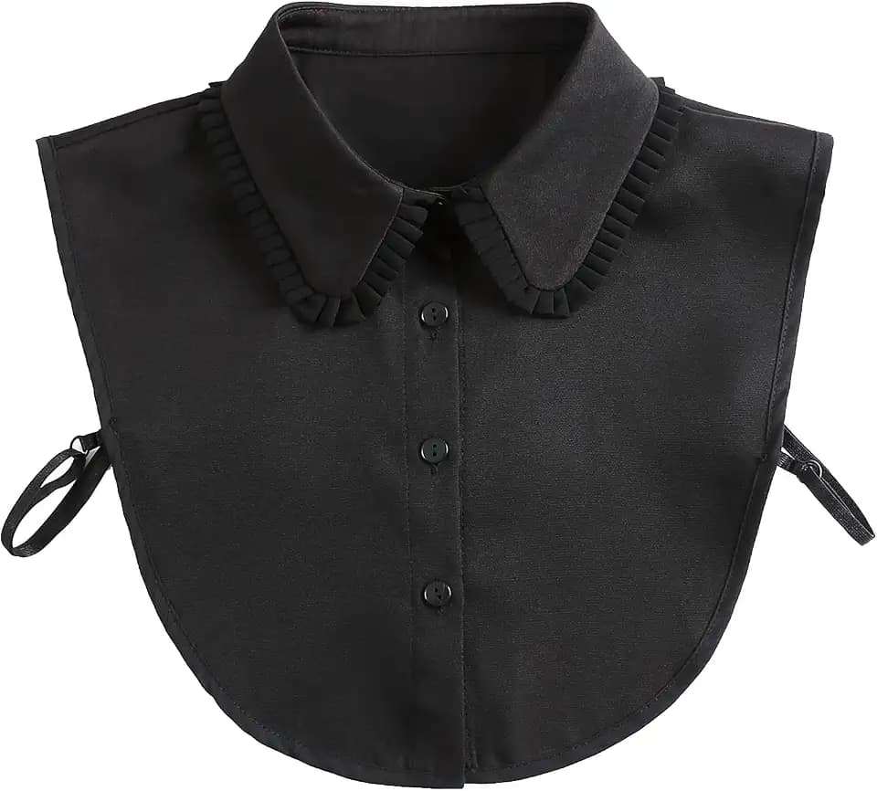 Abnehmbarer viktorianischer plissierter Revers Hemdkragen Vintage Elegant Mädchen Damen Falscher Kragen Chiffon Halbhemd Bluse Stehkragen Top