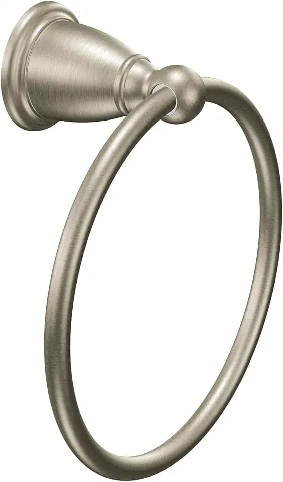 Moen YB2286BN Brantford Collection Traditional Single Post Bathroom Hand -Towel Ring, Brushed Nickel