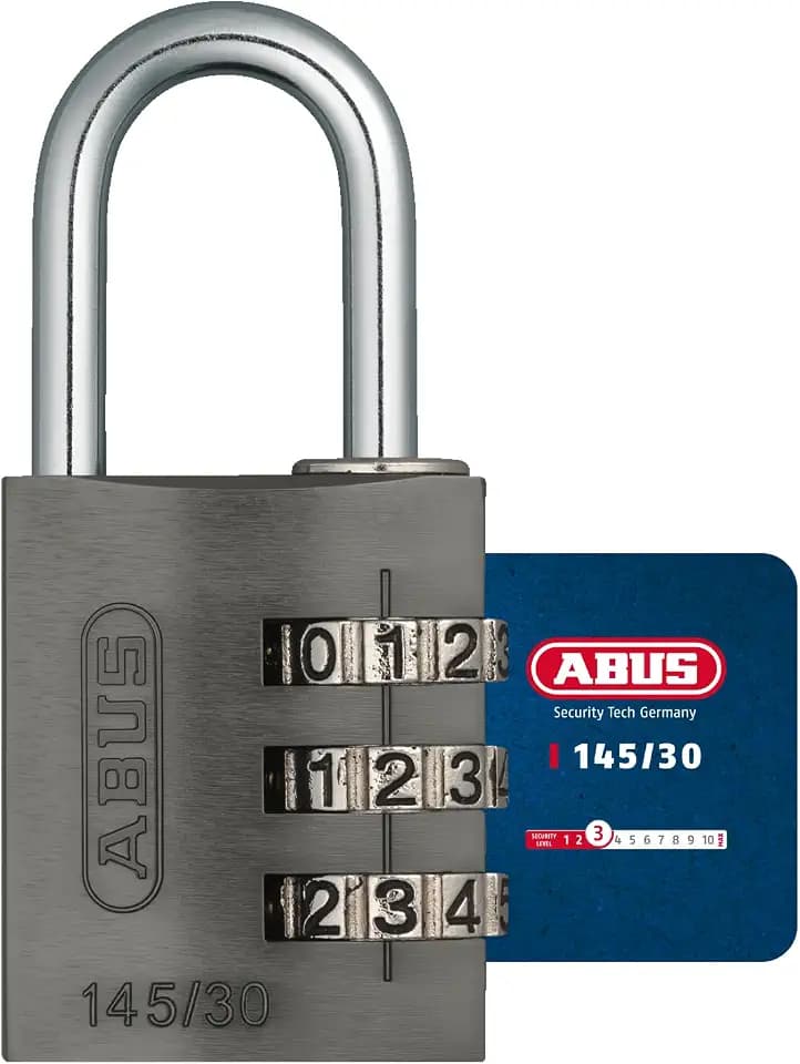 ABUS Zahlenschloss 145/30 Titanium - Aluminium-Vorhängeschloss, 3-stellig
