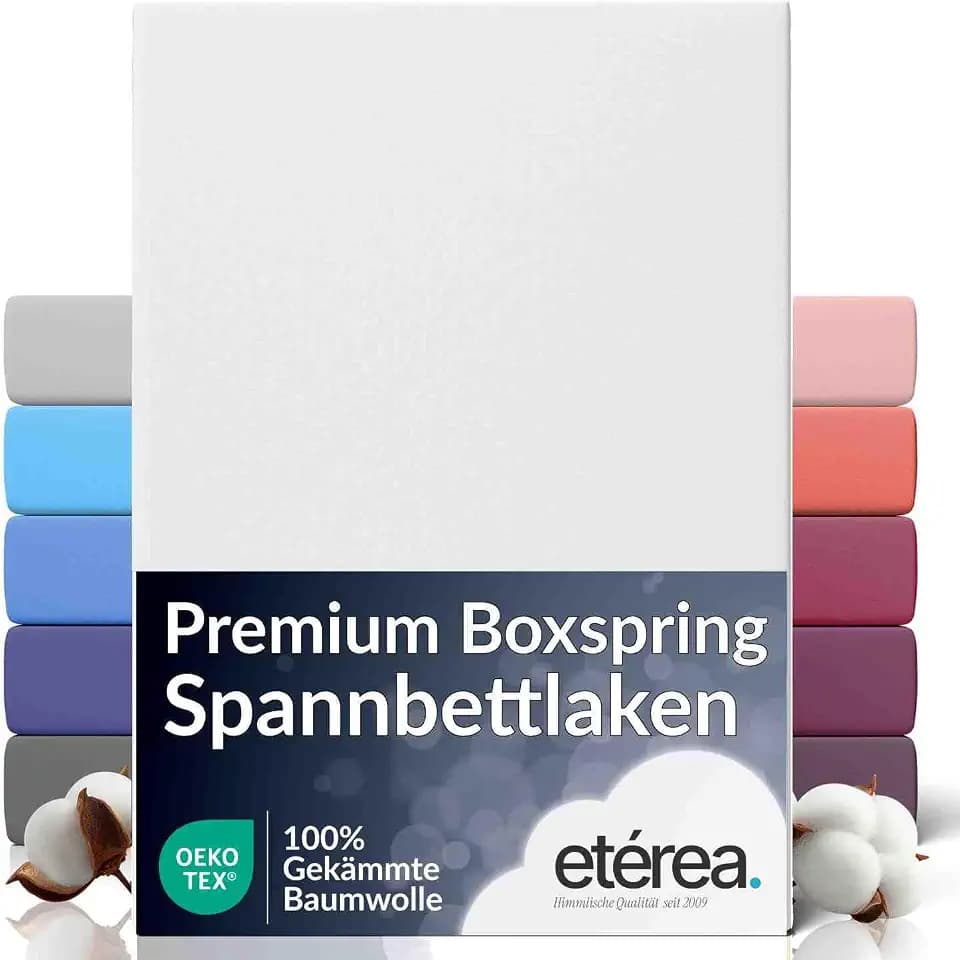 etérea Extra Jersey Spannbettlaken 240x220 cm Weiss bis 35cm Boxspring