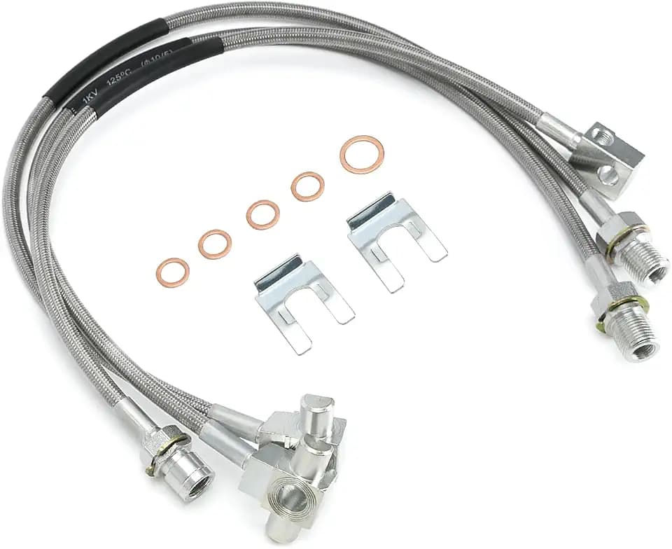 3PCS Front and Rear Brake Lines, Extended Stainless Steel Brake Line Compatible with 1971-1991 Chevy GMC C/K 15 20 25 Blazer Jimmy 4"-6" Lift Replace 89340S 89335S