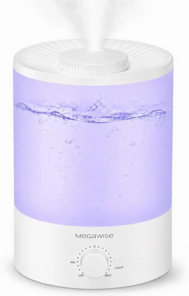 MegaWise Healthy Top-Refill Cool Mist Humidifiers for Bedroom, 24dB Ultrasonic Air Vaporizer with Water Filter for Baby [PP Material], Colorful Night Light,1 Gal Essential Oil Diffuser, Auto Shut Off