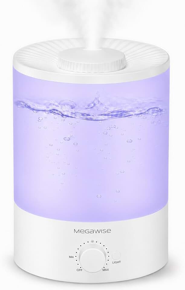 MEGAWISE Luftbefeuchter 3,5 L, Top-Fill, Kaltnebel, 7-Farben-Nachtlicht