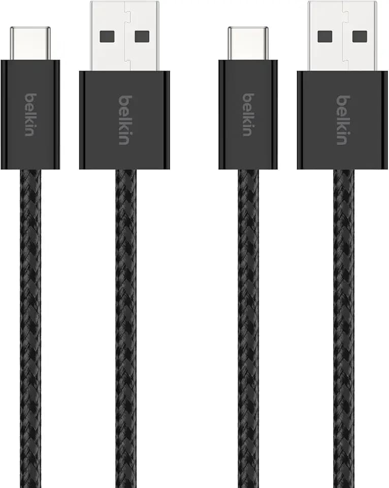 Belkin USB A to USB C 15W Braided Cable 2 Pack, 3.3ft iPhone Charger Cord