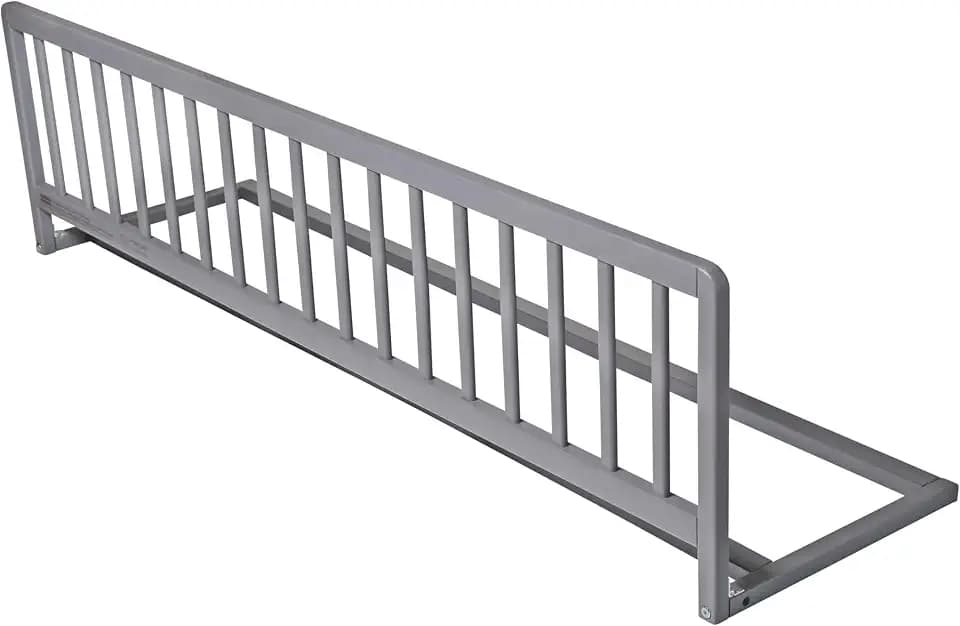 Safetots Extra Breiter Holzbettschutz, Grau, 38cm hoch x 140cm breit, Bettgitter, Sicheres Kinderbettgeländer, Vormontiert, Einfache Installation