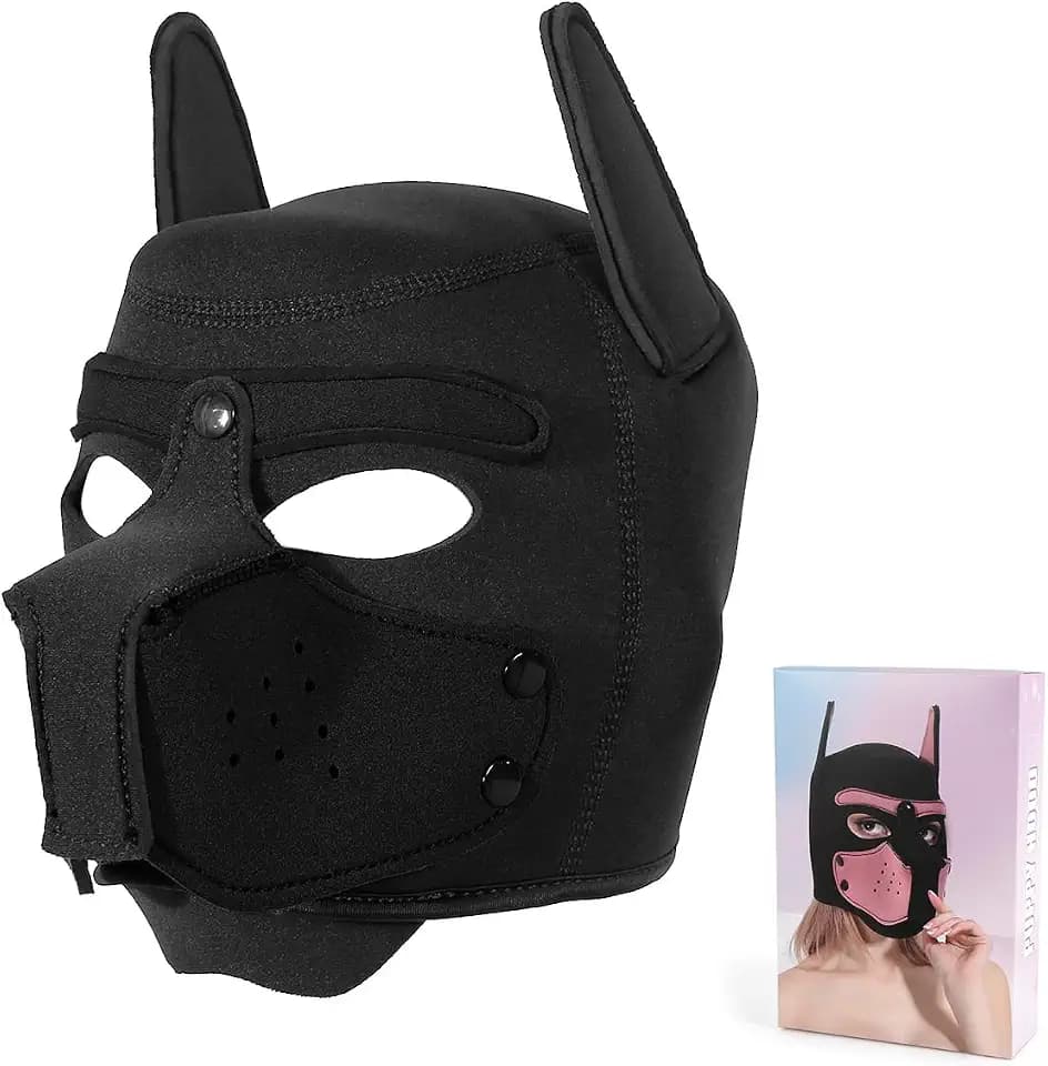 Erwachsene Neopren-Welpen-Kapuzenmaske, abnehmbare Cosplay-Hunde-Vollgesichtshaube, Welpenmaske für Halloween