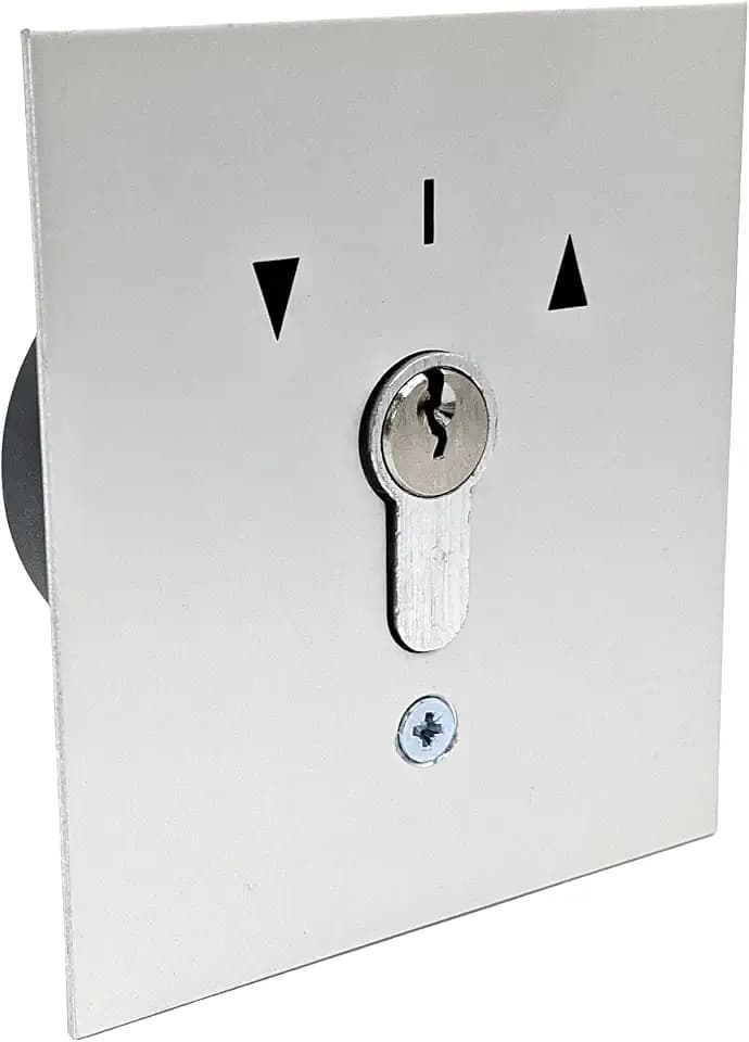 geba US 1-2T/1 Unterputz Einbau Schlüsselschalter Schlüsseltaster DIN Profilhalbzylinder 2Taster 3 Schlüssel Aluminium Frontplatte Silber einbruchhemmend IP54 Antrieb Garagentor Tür Tor Schranke Motor